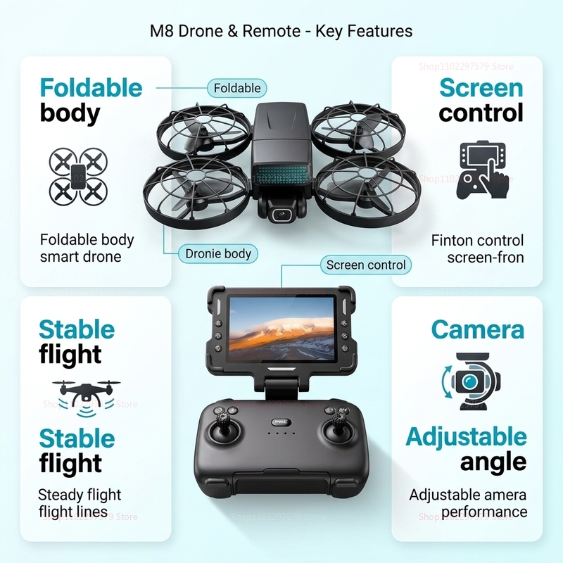 새로운 드론 M8 GPS 8K 프로페셔널 HD 360  - Drone Kit Professional 리뷰 및 가격